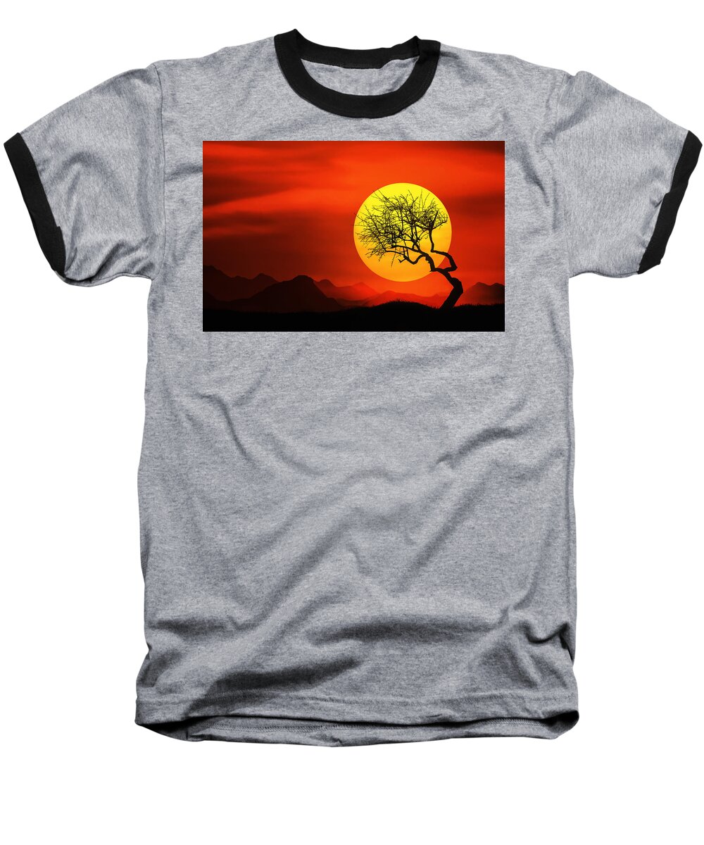 Sunlight Baseball T-Shirt featuring the photograph Big Sunset by Bess Hamiti