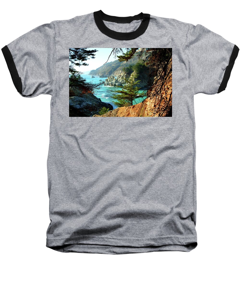 Nature Baseball T-Shirt featuring the photograph Big Sur Vista by Charlene Mitchell