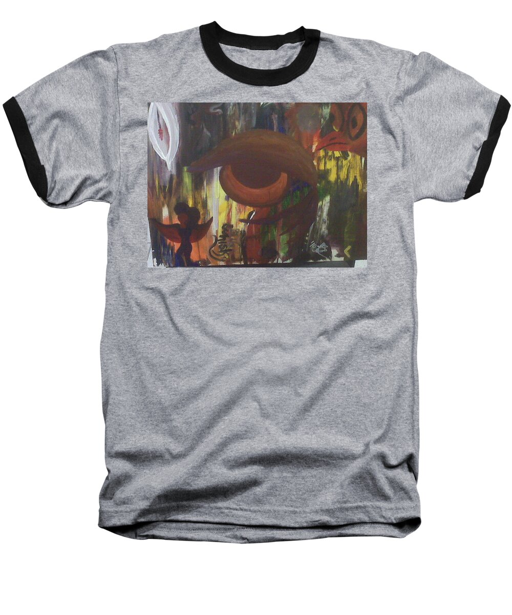 Abstract Baseball T-Shirt featuring the painting Big Whiskey by Laurette Escobar