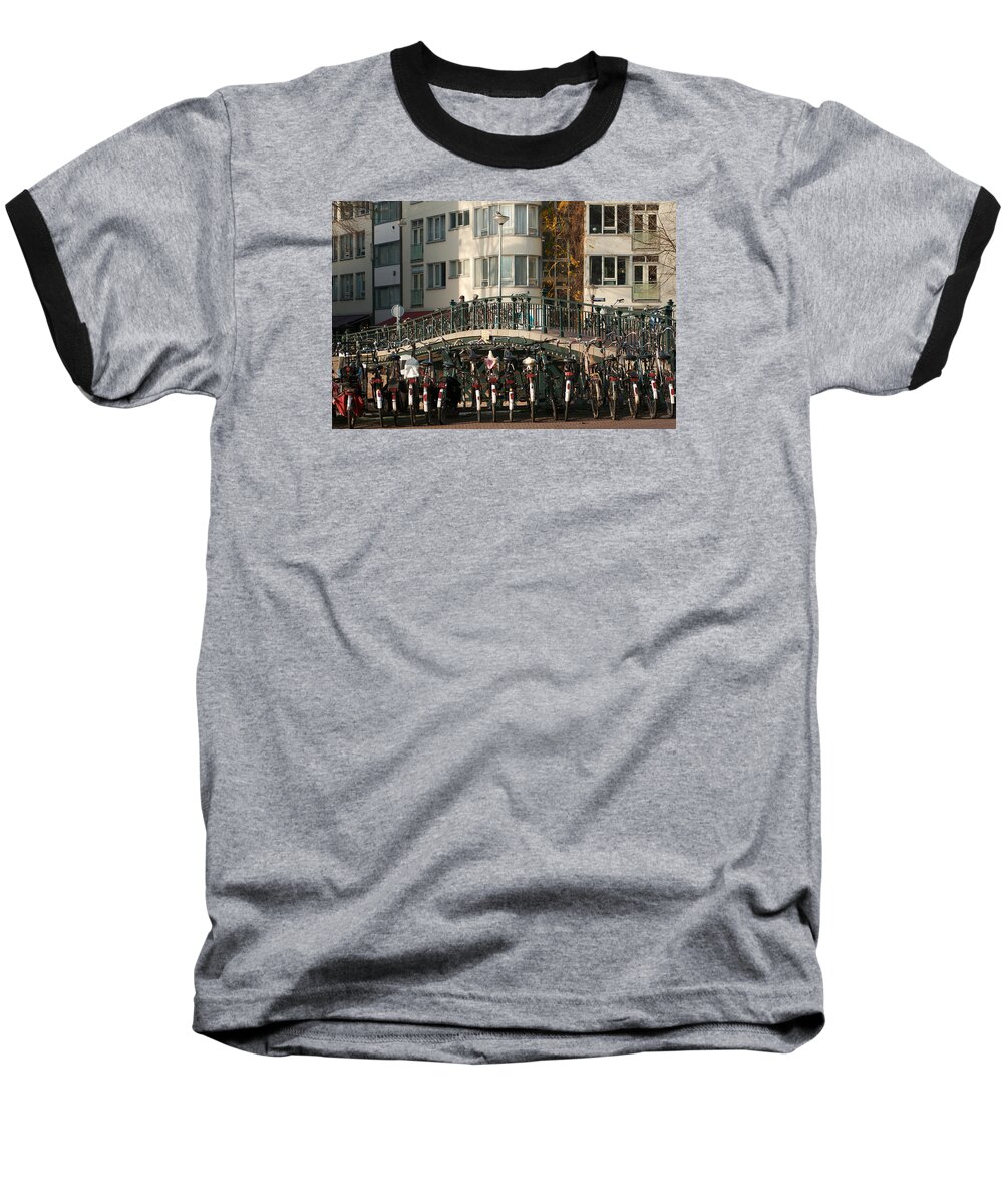 Lawrence Baseball T-Shirt featuring the photograph Bikes Bridge And Bird by Lawrence Boothby
