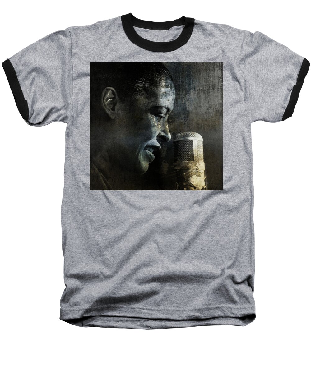 Billie Holiday Baseball T-Shirt featuring the digital art Billie Holiday - All that Jazz by Paul Lovering