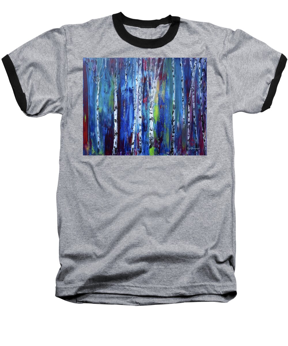 Birches Baseball T-Shirt featuring the painting Birch Trees by Dick Bourgault