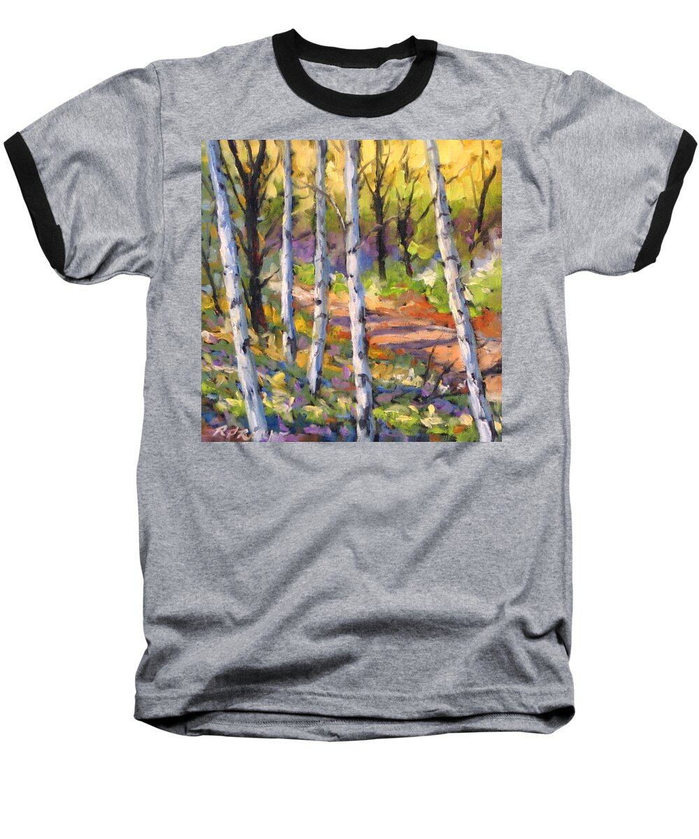 Art Baseball T-Shirt featuring the painting Birches 02 by Richard T Pranke