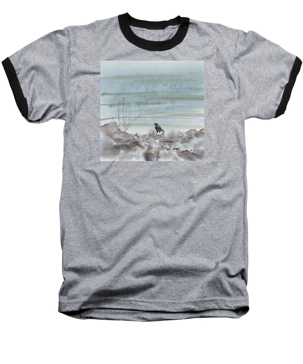 Bird Baseball T-Shirt featuring the tapestry - textile Bird on the Shore by Carolyn Doe