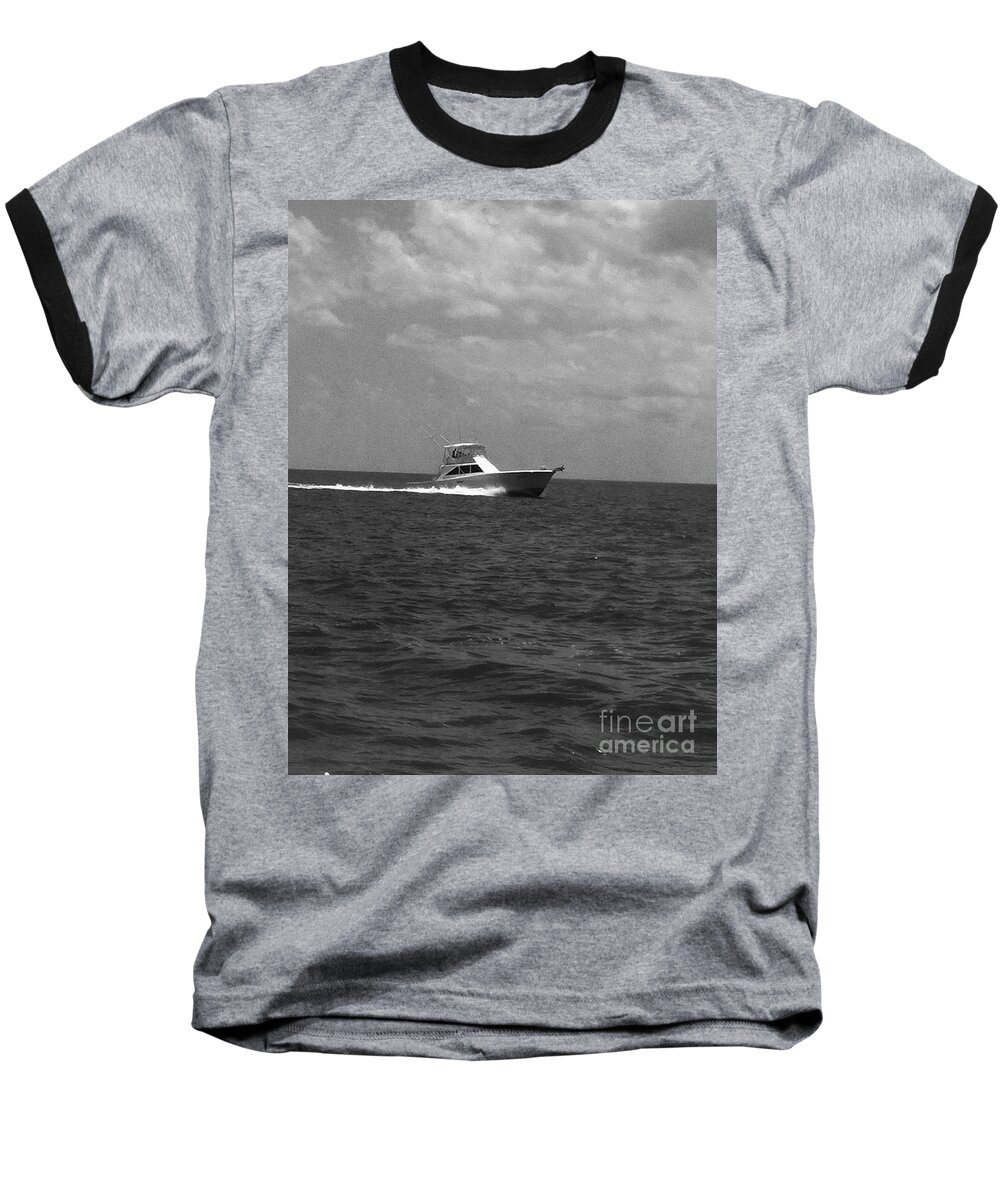 Boat Baseball T-Shirt featuring the photograph Black and white boating by WaLdEmAr BoRrErO