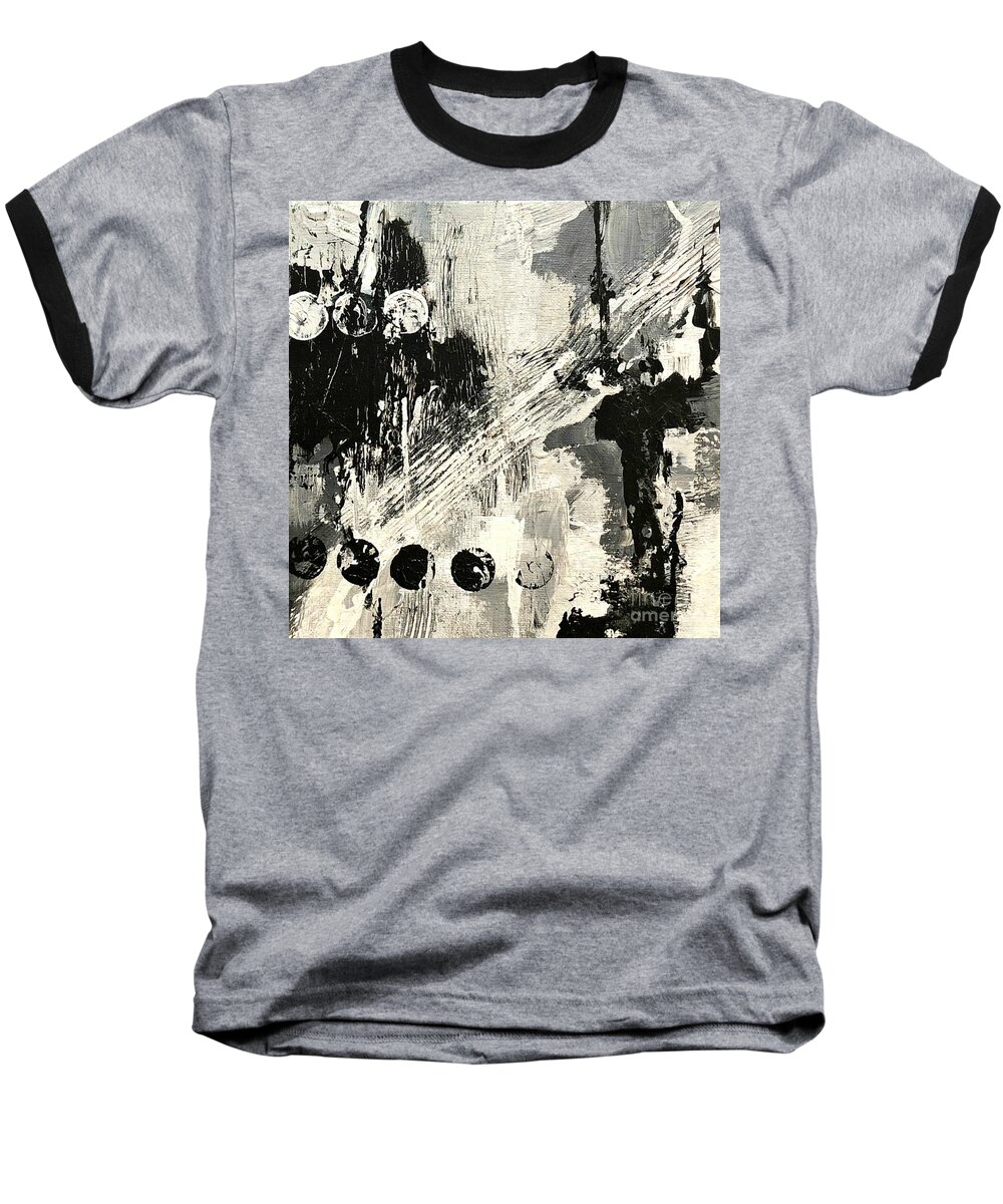 Black And White Baseball T-Shirt featuring the painting Black and White Study 4 by Mary Mirabal