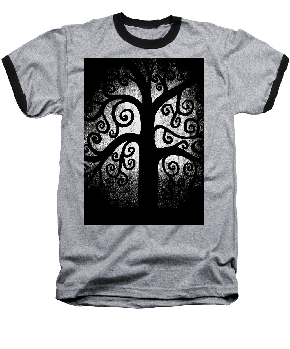 Black And White Baseball T-Shirt featuring the painting Black and White Tree by Angelina Tamez