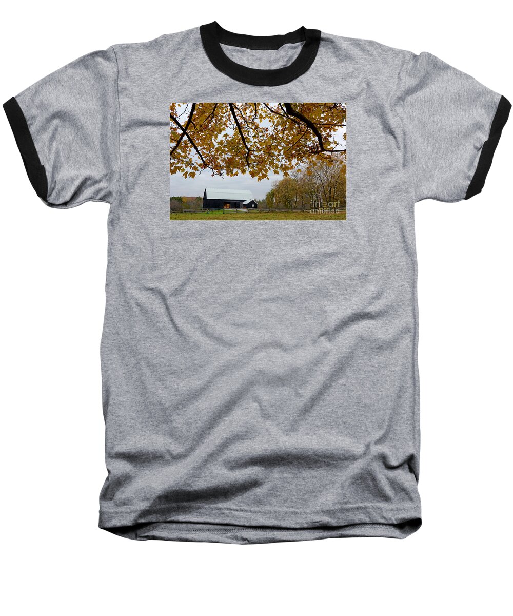 Farm Baseball T-Shirt featuring the photograph Black Barn Farm by Steve Somerville