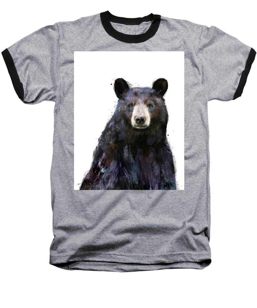 Bear Baseball T-Shirt featuring the painting Black Bear by Amy Hamilton