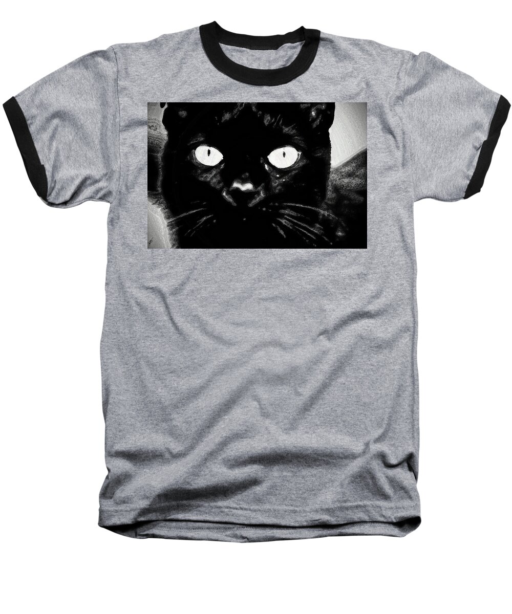 Black Cat Baseball T-Shirt featuring the photograph Black Cat by Gina O'Brien
