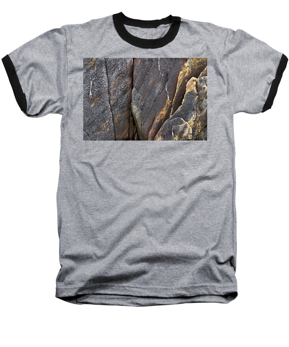 Rock Baseball T-Shirt featuring the photograph Black Granite Abstract Two by Peter J Sucy