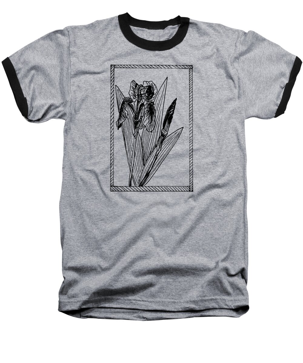Plant Baseball T-Shirt featuring the drawing Black Iris on Transparent Background by Masha Batkova