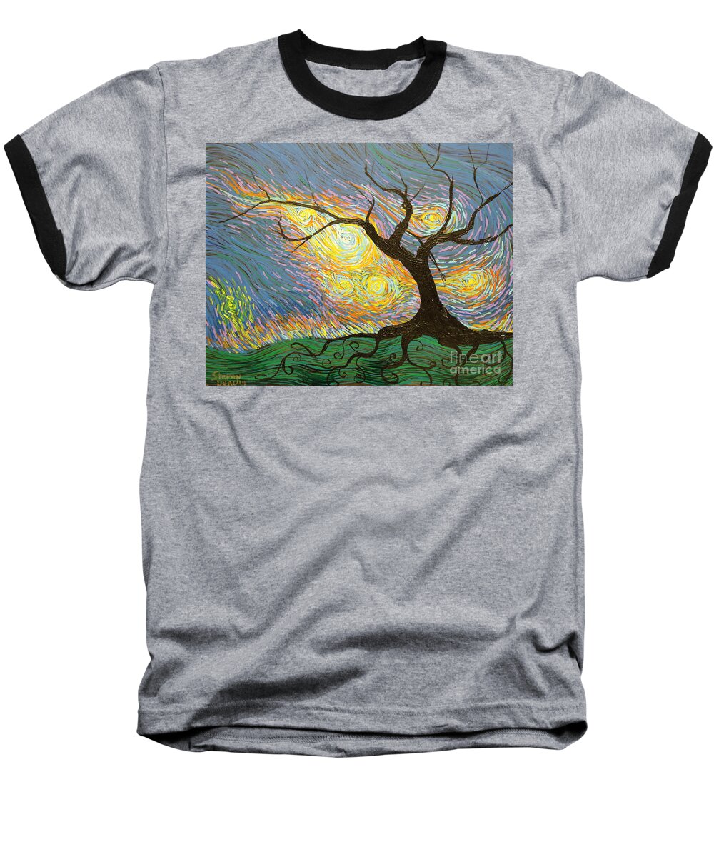 Squiggles Baseball T-Shirt featuring the painting Blacker Than Night by Stefan Duncan