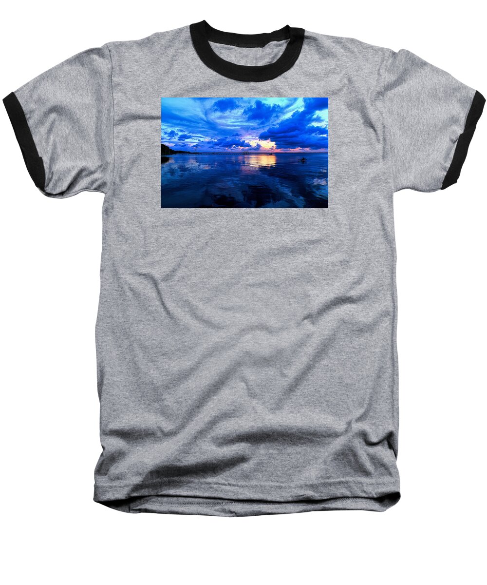 Saint Johns River Baseball T-Shirt featuring the photograph Blazing Blue Sunset by Anthony Baatz