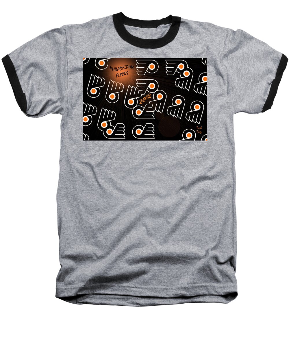 Hockey Baseball T-Shirt featuring the photograph Bleeding Orange and Black - Flyers by Trish Tritz