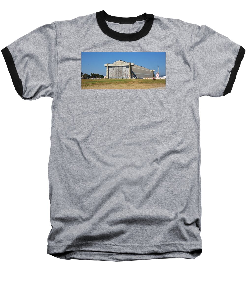 Linda Brody Baseball T-Shirt featuring the photograph Blimp Hanger from Closed El Toro Marine Corps Air Station by Linda Brody