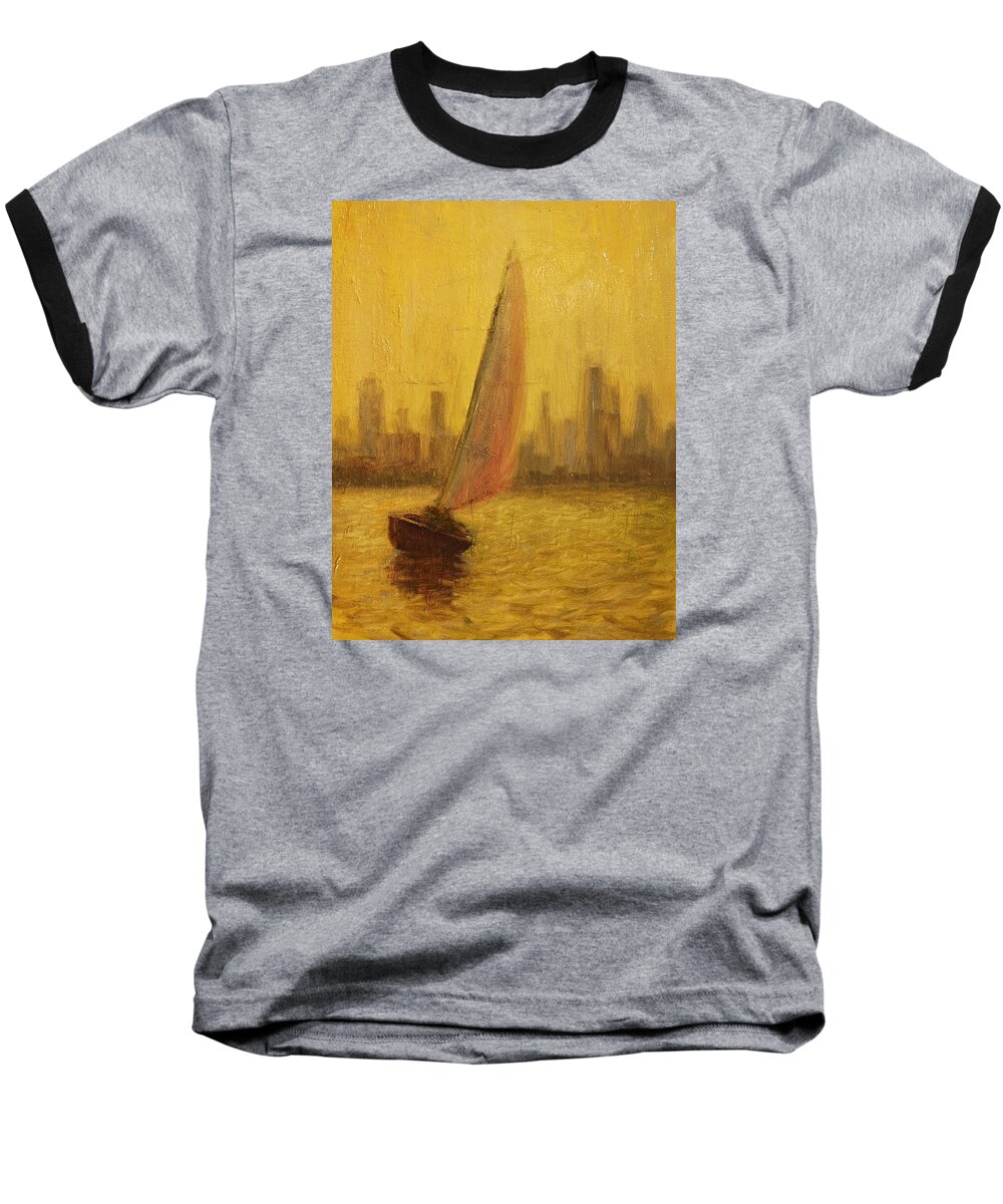 Sailing Baseball T-Shirt featuring the painting Blissful sail by Will Germino