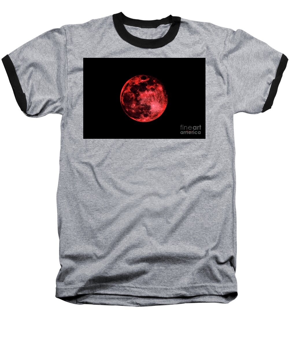 Moon Baseball T-Shirt featuring the photograph Blood Red Moonscape 3644B by Ricardos Creations