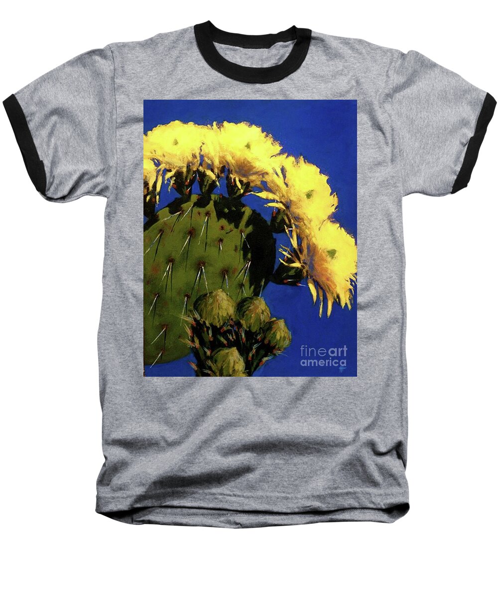 Desert Flower Baseball T-Shirt featuring the painting Blooming Prickly Pear by Jessica Anne Thomas