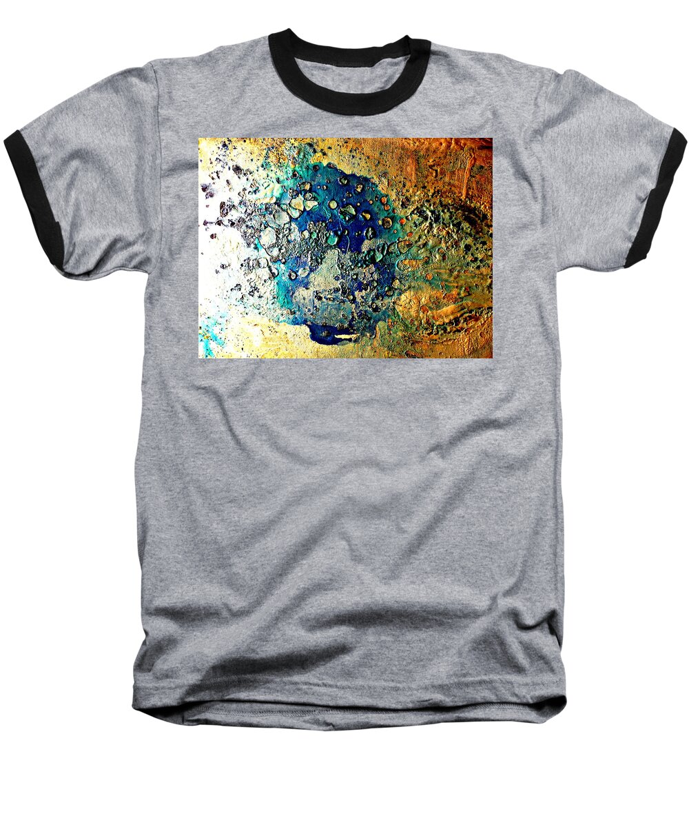  Interior Baseball T-Shirt featuring the painting Blue Abstract by 'REA' Gallery