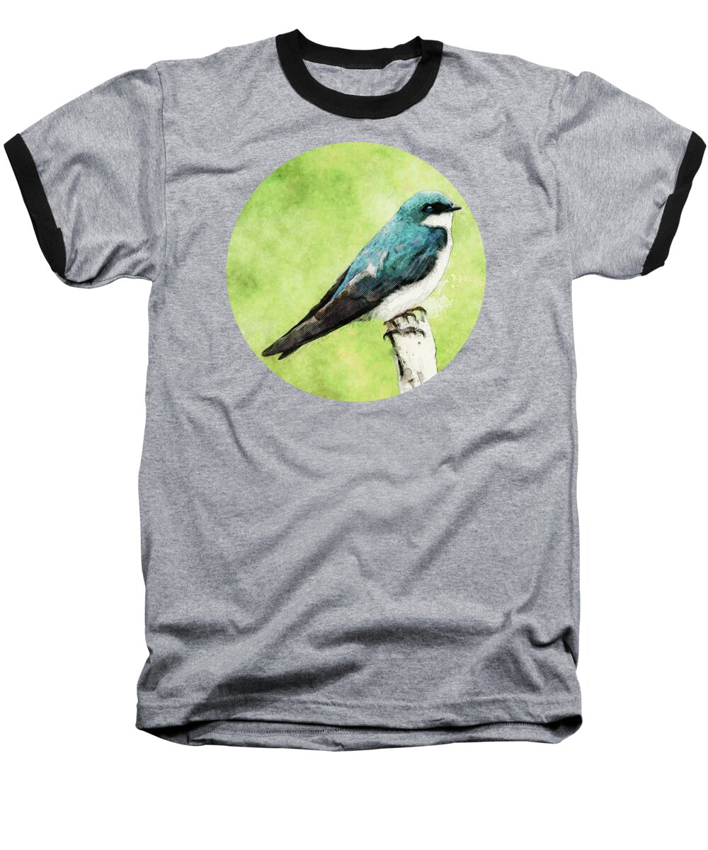 Bird Baseball T-Shirt featuring the mixed media Blue Bird by Phil Perkins