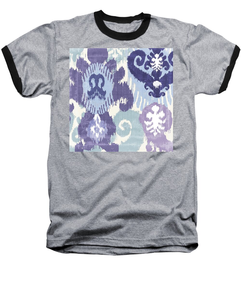 Ikat Baseball T-Shirt featuring the painting Blue Curry I by Mindy Sommers