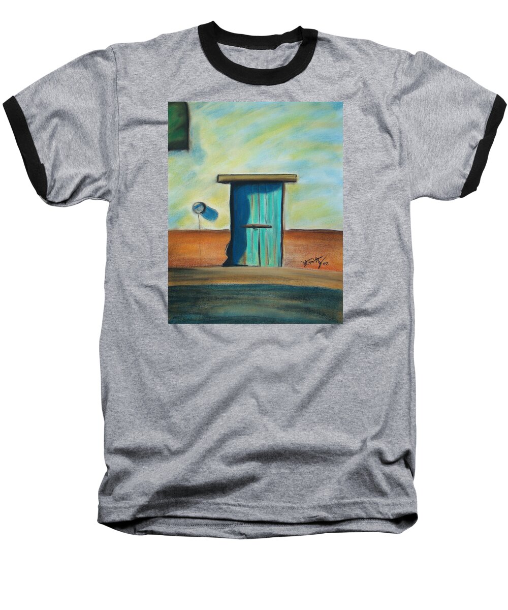 Door Baseball T-Shirt featuring the painting Blue Door by Michael Foltz