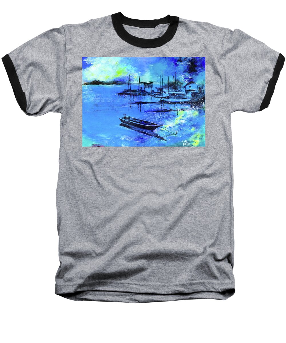 Nature Baseball T-Shirt featuring the painting Blue Dream 2 by Anil Nene