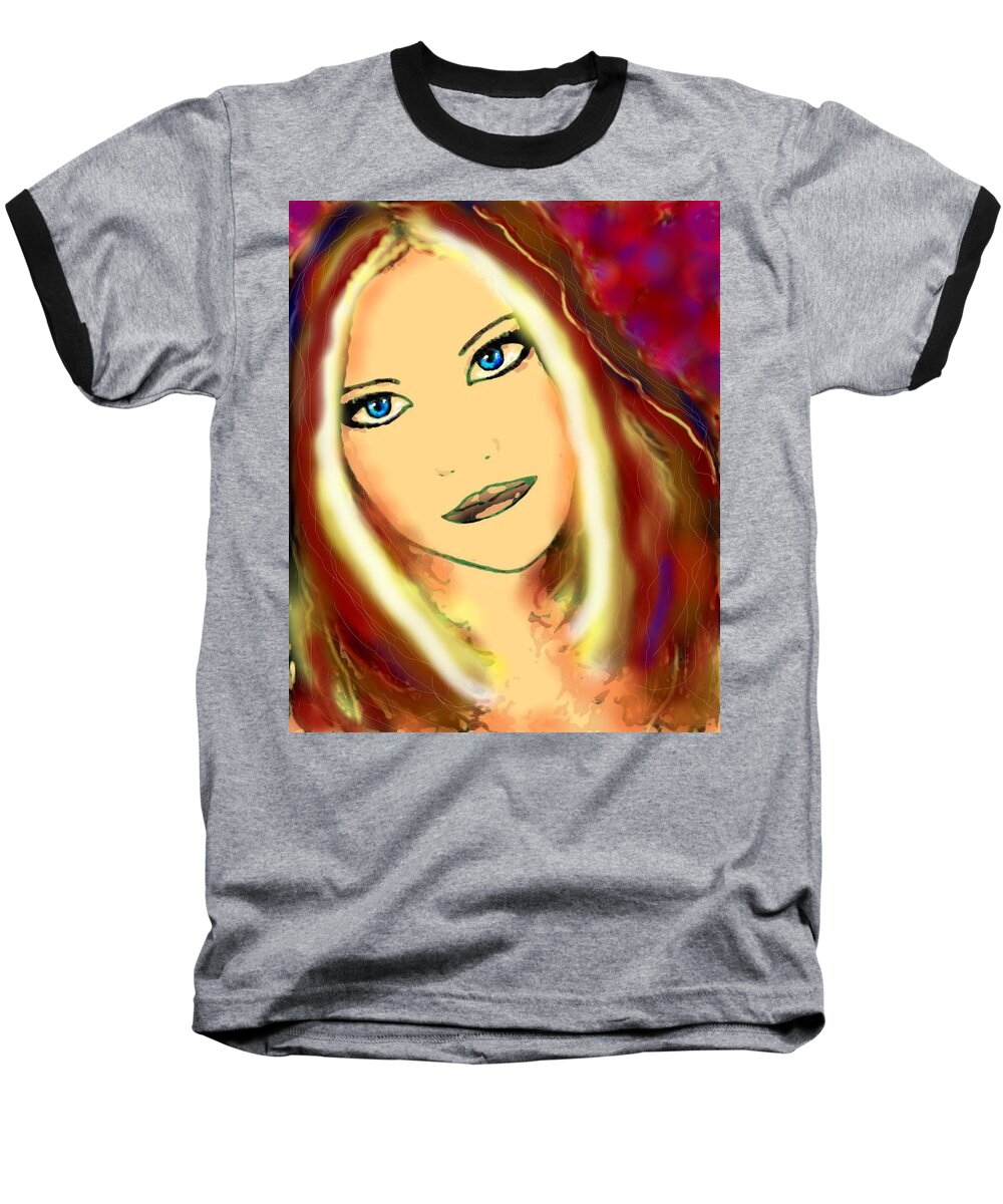 Woman Baseball T-Shirt featuring the painting Blue Eyes by Natalie Holland