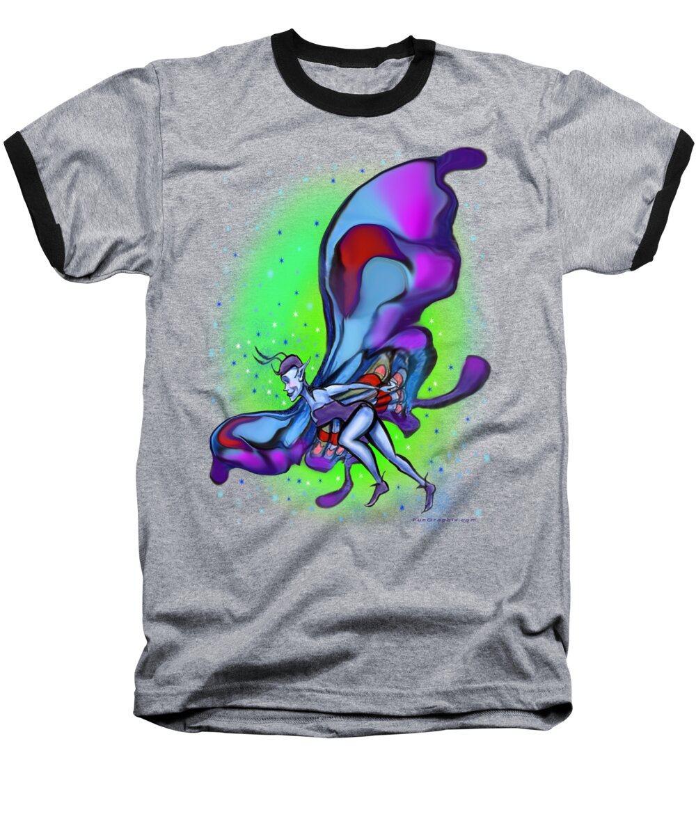 Blue Baseball T-Shirt featuring the digital art Blue Faerie by Kevin Middleton