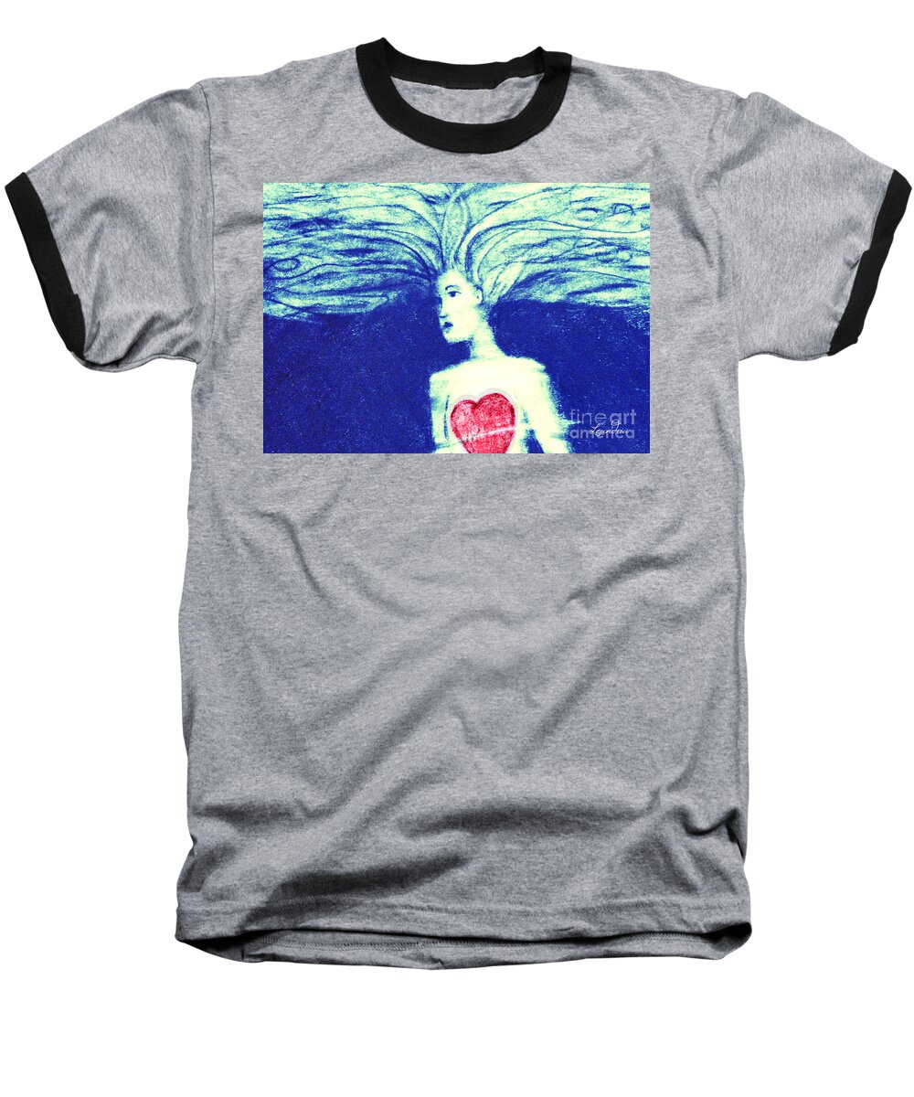 Floating Hearts Baseball T-Shirt featuring the digital art Blue Floating Heart by Leandria Goodman