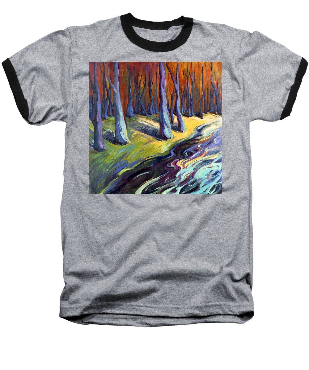 Konnie Baseball T-Shirt featuring the painting Blue Forest by Konnie Kim