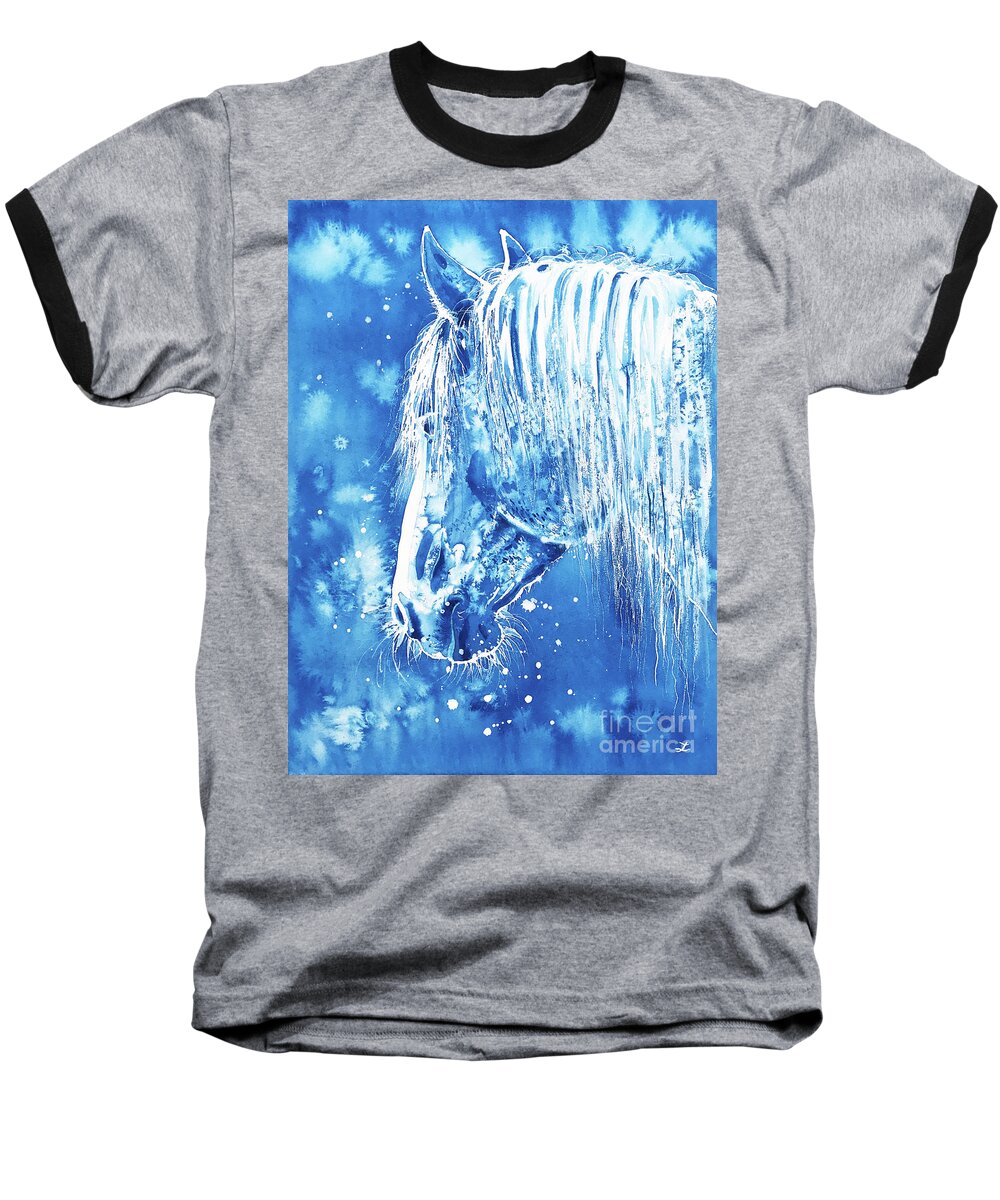 Horse Baseball T-Shirt featuring the painting Blue Horse by Zaira Dzhaubaeva