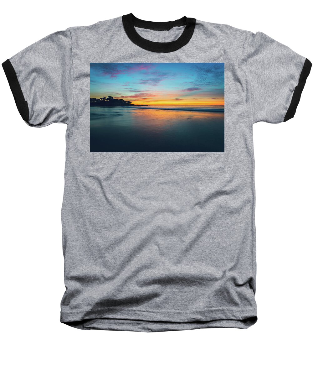 Af Zoom 24-70mm F/2.8g Baseball T-Shirt featuring the photograph Blue Hour at Carmel, CA Beach by John Hight