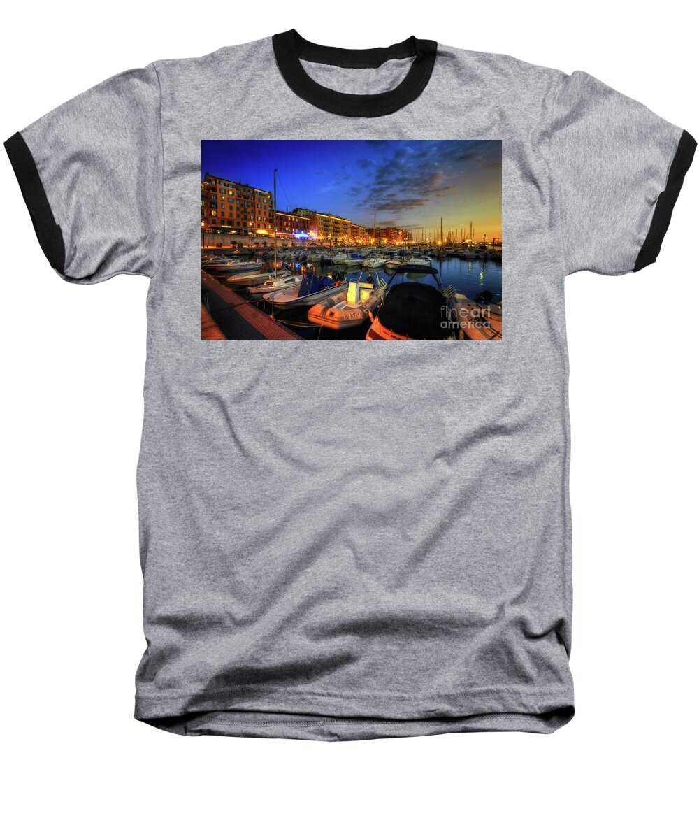 Yhun Suarez Baseball T-Shirt featuring the photograph Blue Hour At Port Nice 1.0 by Yhun Suarez
