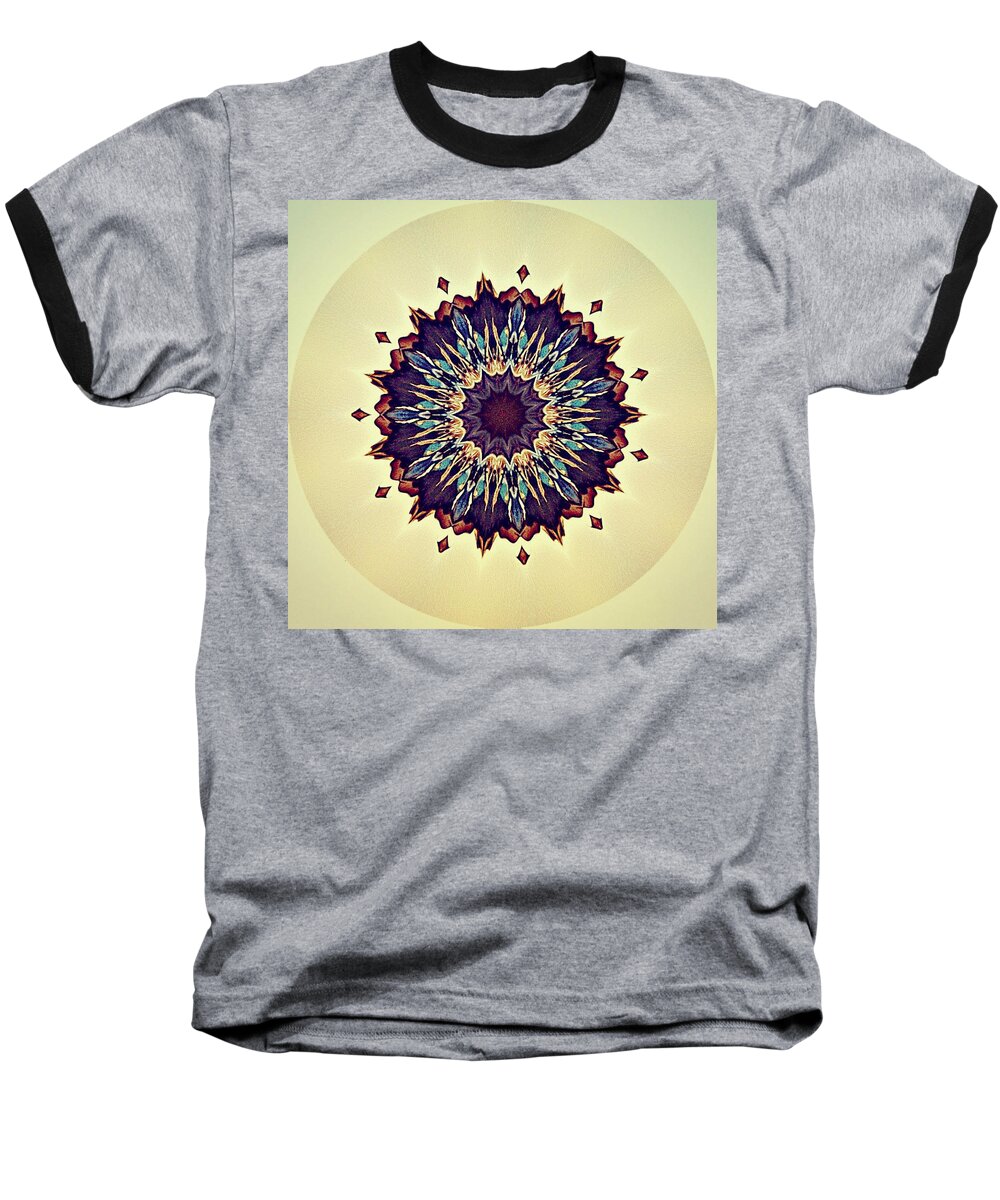 Mandala Baseball T-Shirt featuring the digital art Blue Iris by 'REA' Gallery