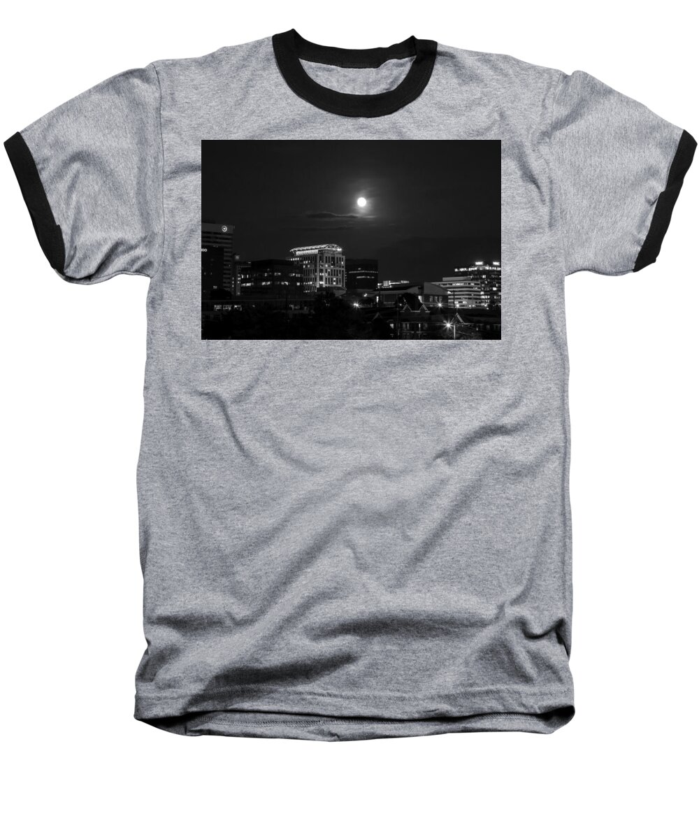 Blue Baseball T-Shirt featuring the photograph Blue Moon 2015 BW by Charles Hite