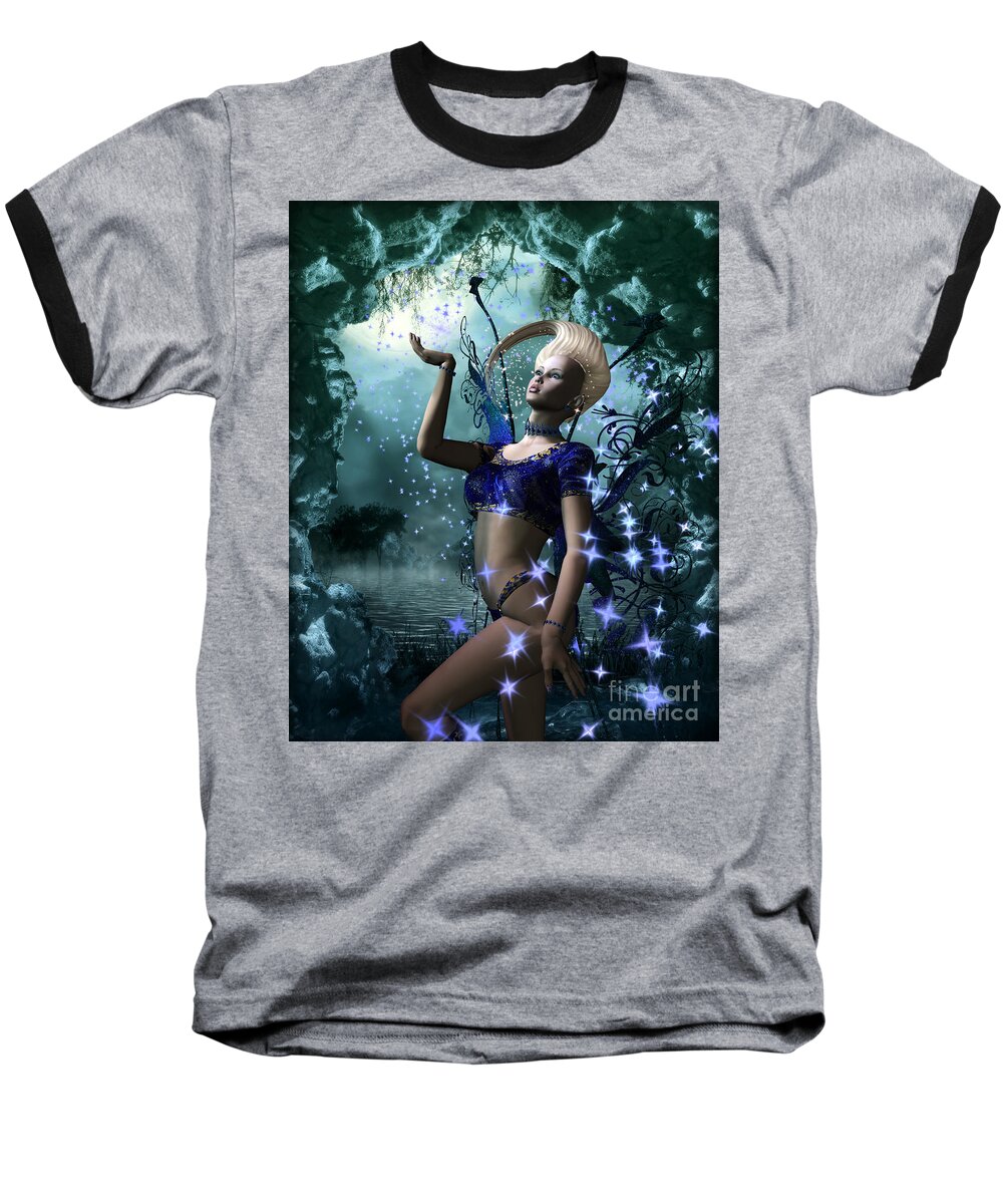 Art Baseball T-Shirt featuring the digital art Blue Moon Fairy by Dorothy Lee