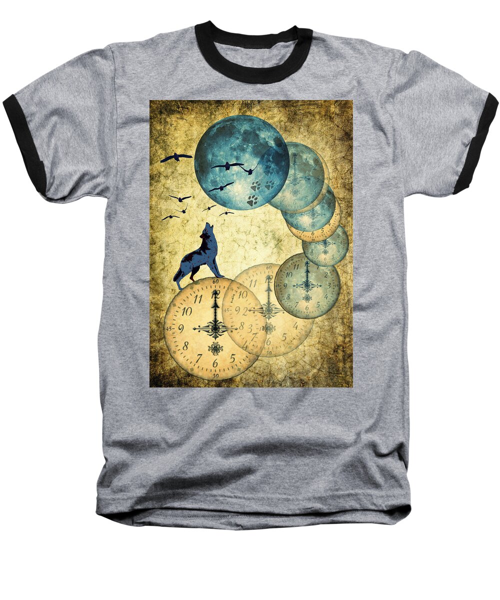 Moon Baseball T-Shirt featuring the digital art Blue Moon by Rumiana Nikolova