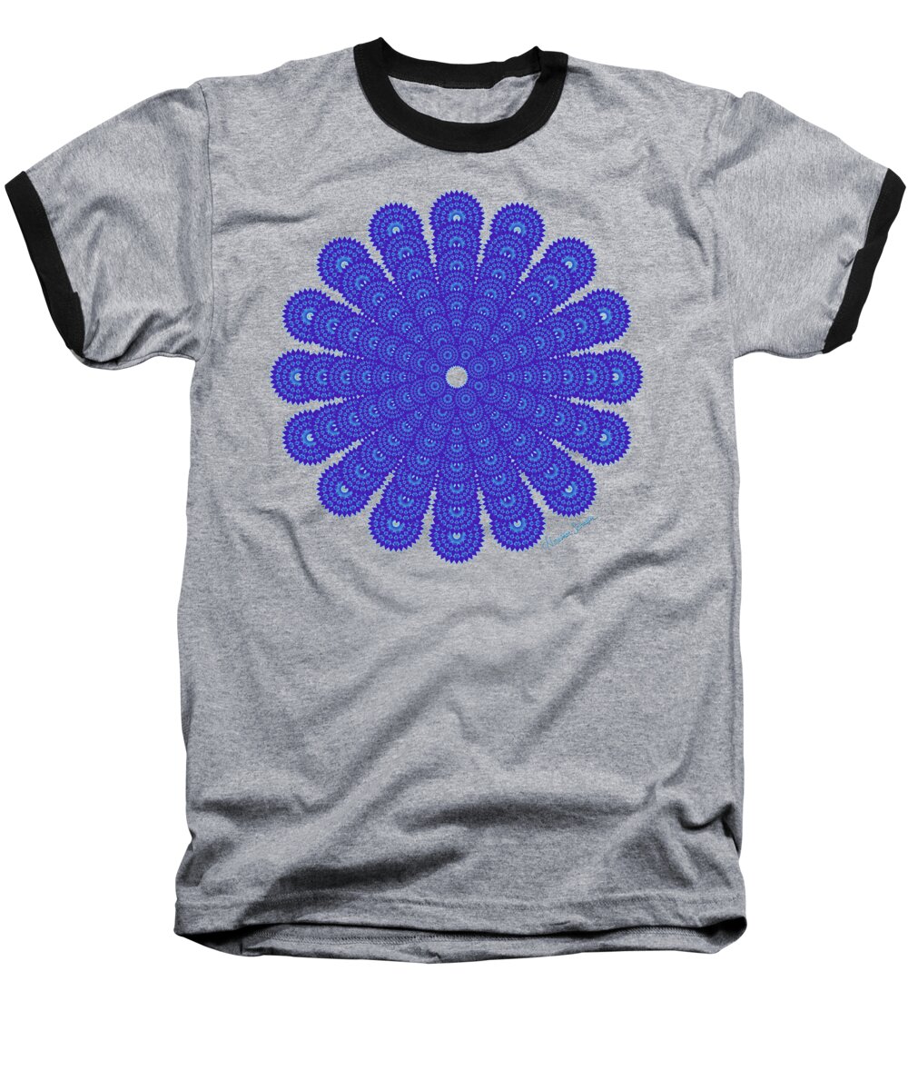 Artsytoo Baseball T-Shirt featuring the digital art Blue Obsession by Heather Schaefer