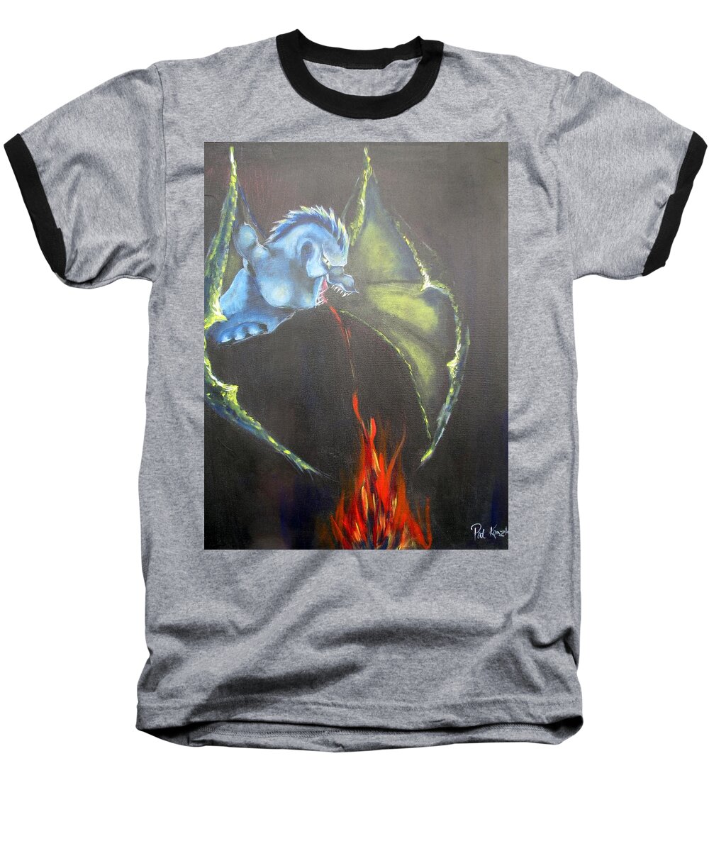 This Guy Is Mu Blue Dragon Baseball T-Shirt featuring the painting Blue by Patricia Kanzler