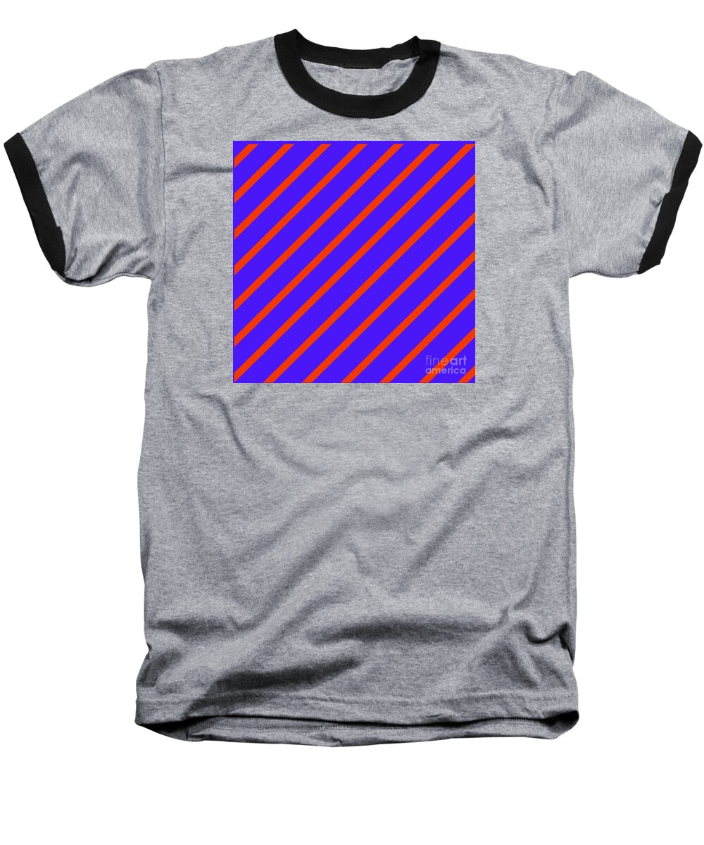 Abstract Baseball T-Shirt featuring the digital art Blue Red Angled Stripes Abstract by Susan Stevenson