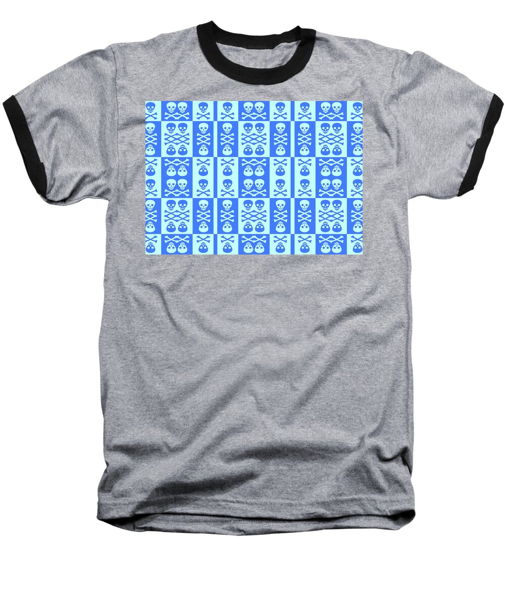 Blue Baseball T-Shirt featuring the digital art Blue Skull and Crossbones Pattern by Roseanne Jones