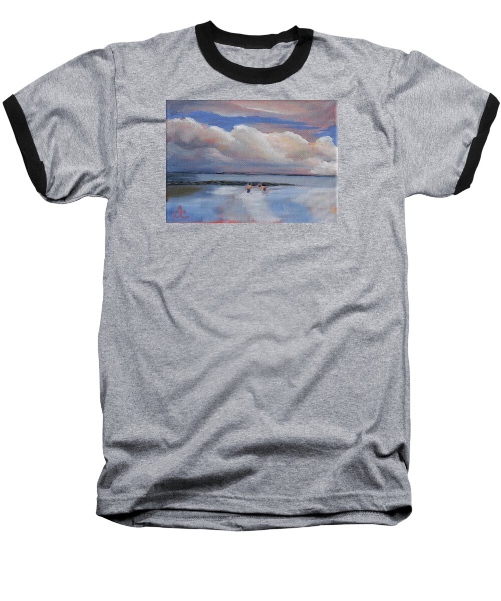 Blue Sky Baseball T-Shirt featuring the painting Blue Sky and Clouds I by Trina Teele