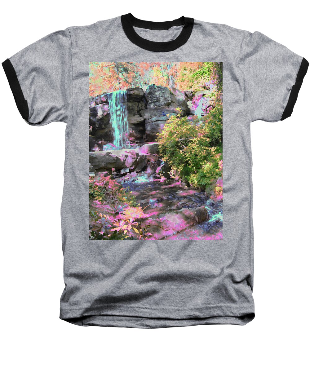 Waterfall Baseball T-Shirt featuring the photograph Blue Waterfall by Anne Cameron Cutri