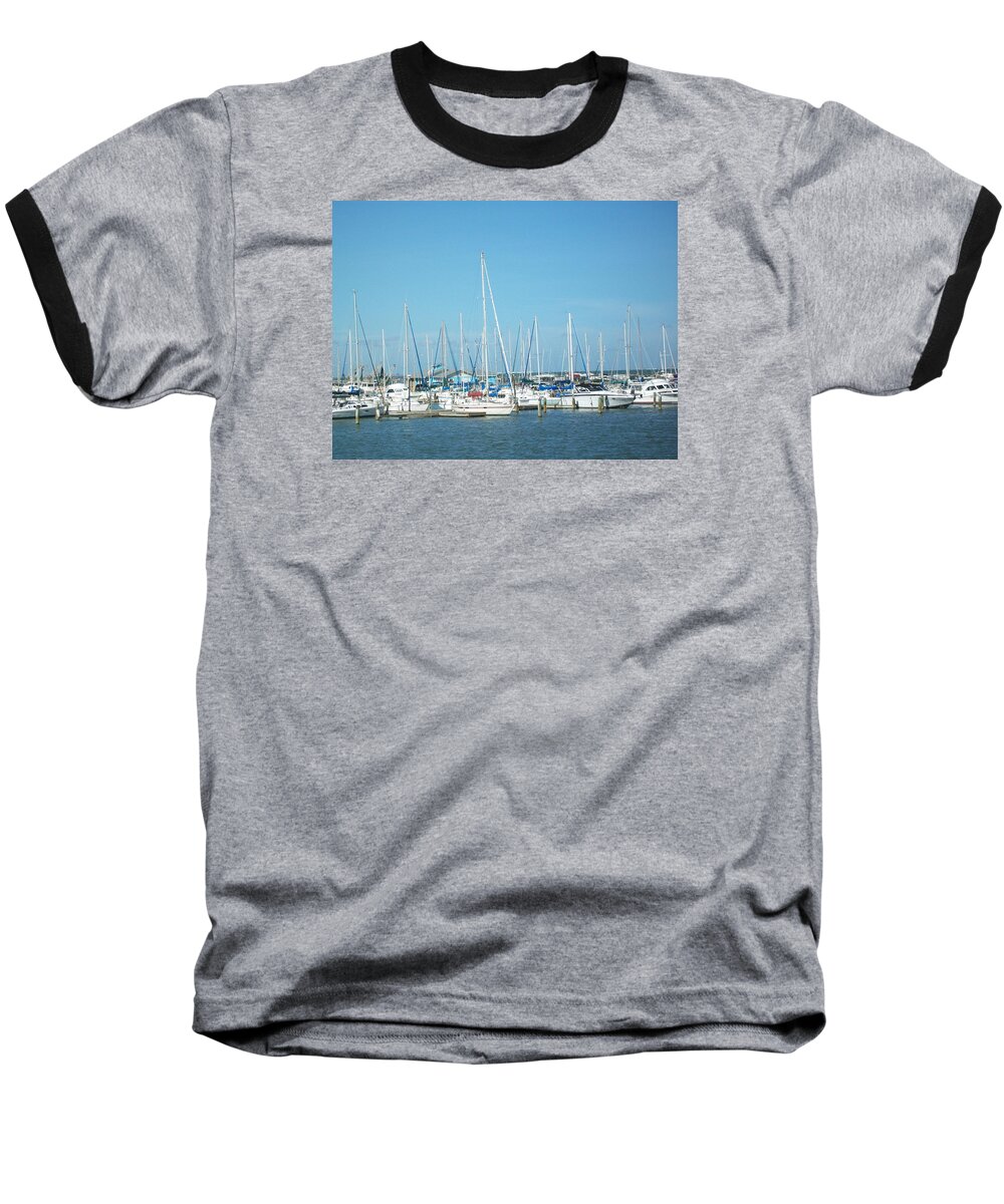Marina Baseball T-Shirt featuring the photograph Blue White And Blue by Laurette Escobar