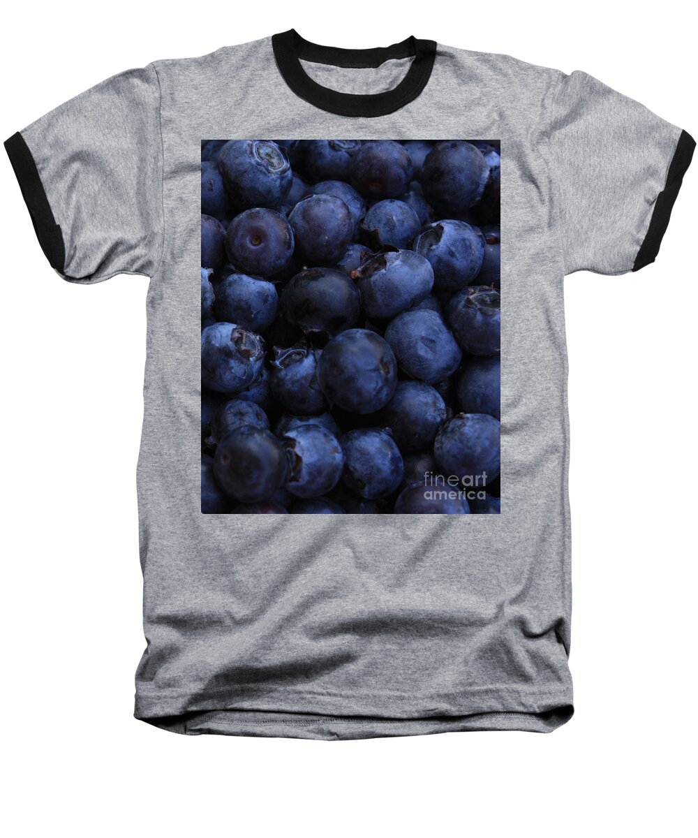 Blueberries Baseball T-Shirt featuring the photograph Blueberries Close-Up - Vertical by Carol Groenen
