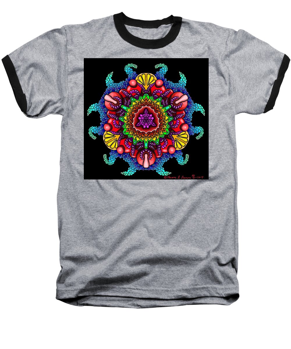 Psychedelic Baseball T-Shirt featuring the painting Blueberryflower by ThomasE Jensen