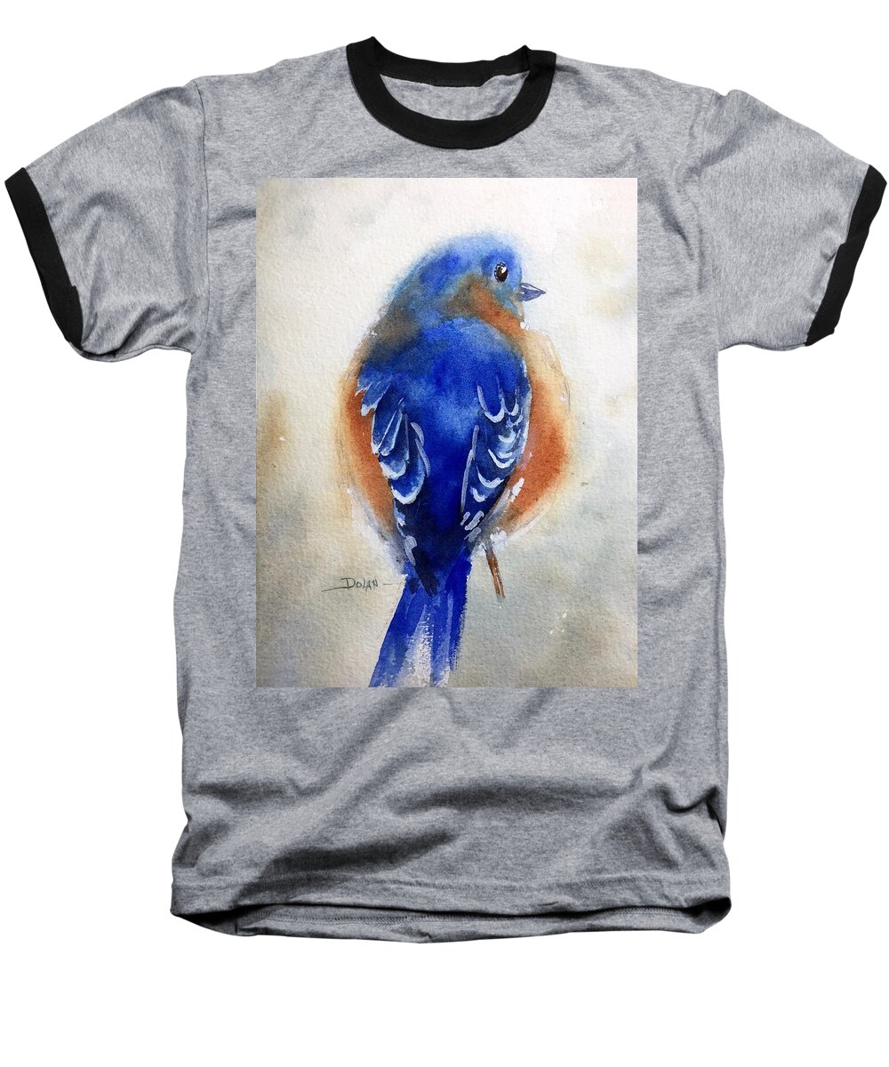 Bird Baseball T-Shirt featuring the painting Bluebird #1 by Pat Dolan