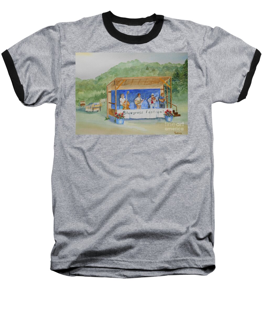 Music Baseball T-Shirt featuring the painting Bluegrass Festival by Christine Lathrop